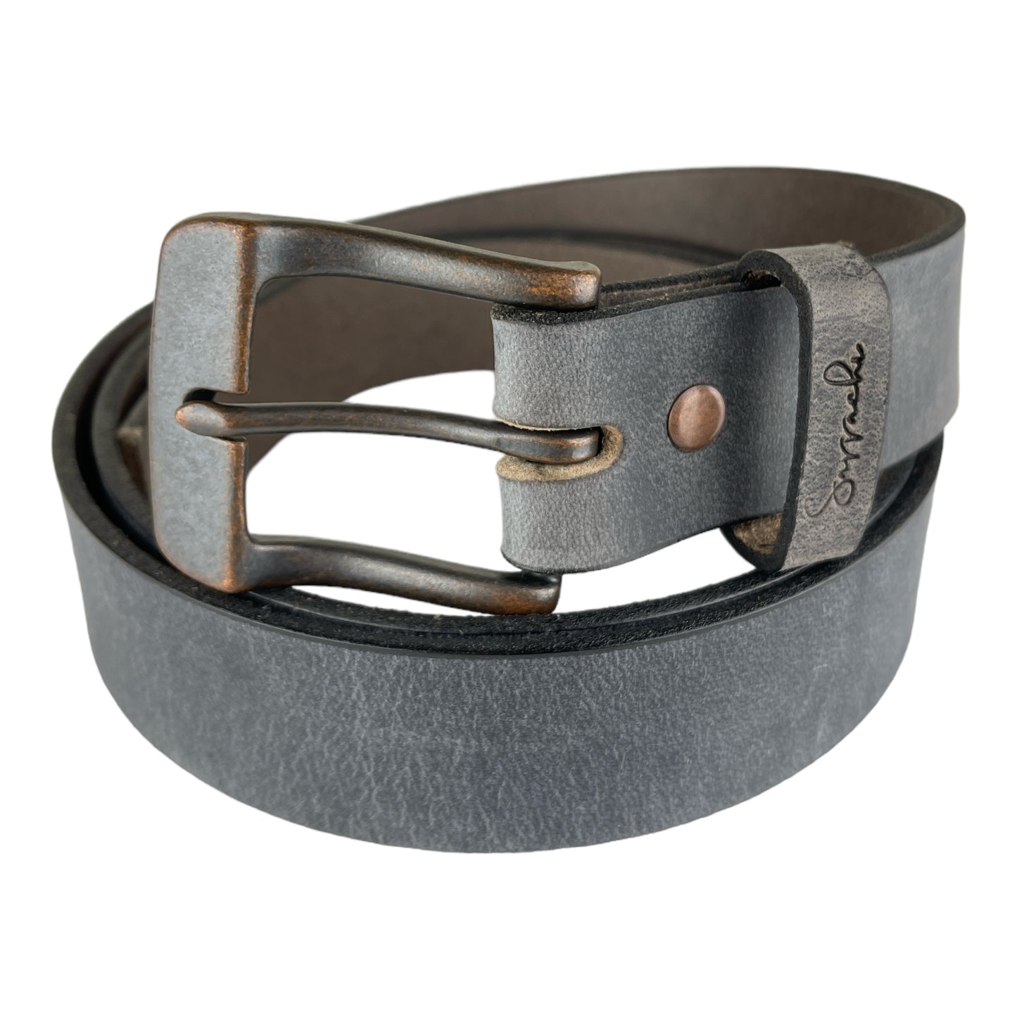 Water Buffalo Leather Belt in Slate