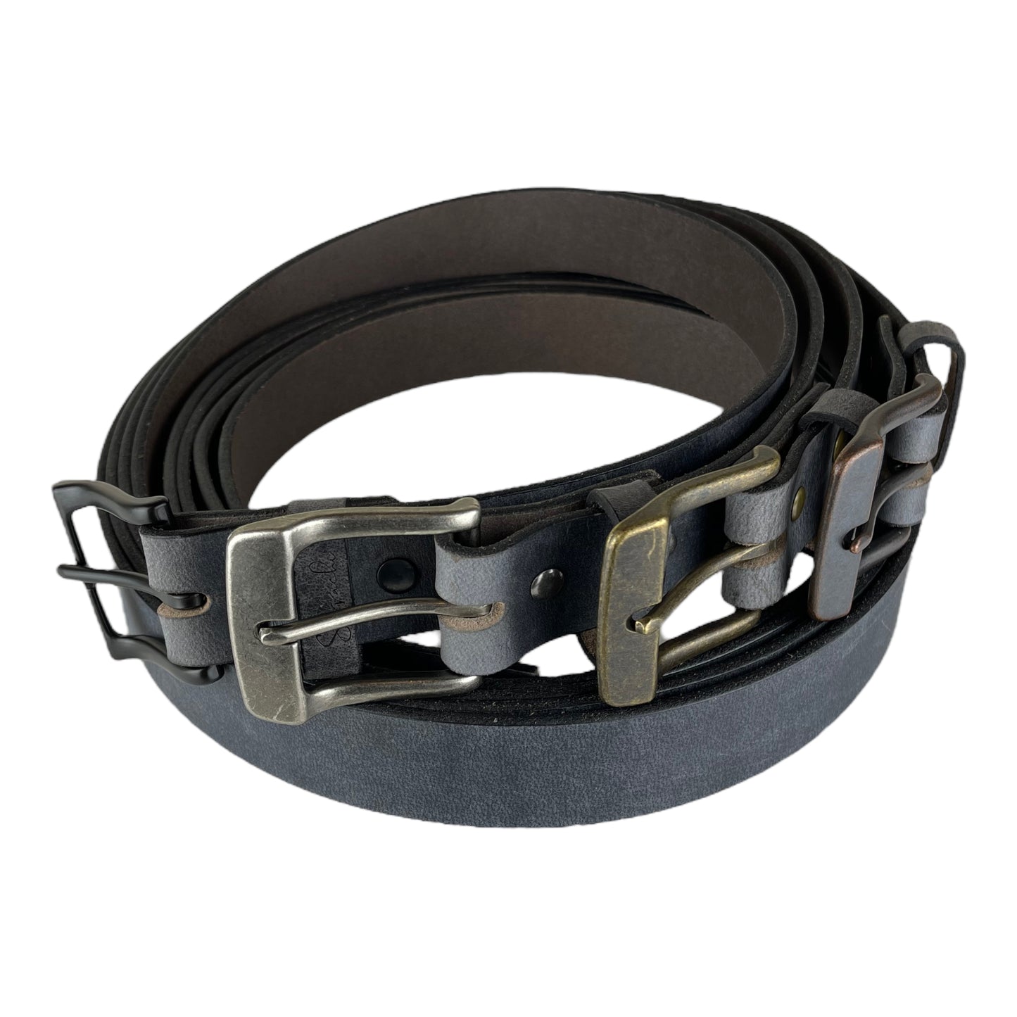 Water Buffalo Leather Belt in Slate